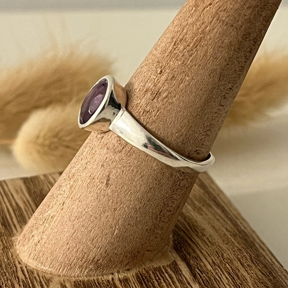 925 Solid Sterling Silver Amethyst Gemstone Ring … - image 3